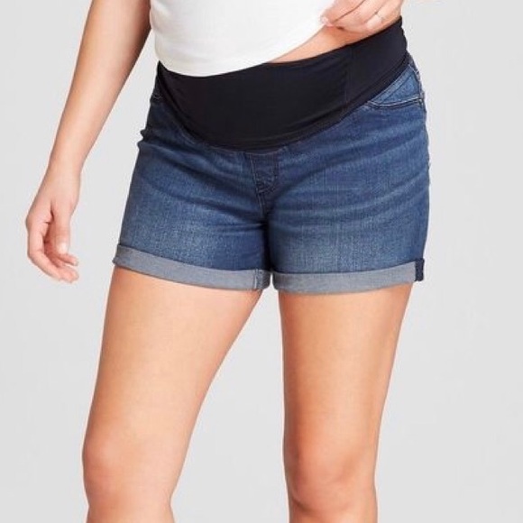 NEW Maternity a:glow Jean Boyfriend Cuffed Shorts Size 14